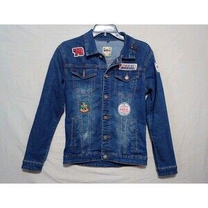 Jeans Fashion Embroidered Jean Jacket Button Up Mens Size M